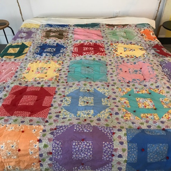 VTG Handmade 1930s Quilt Churn Dash *needs repair